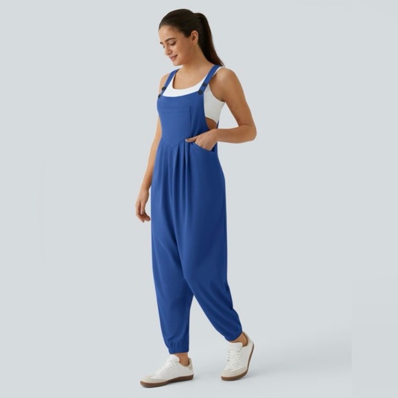 HALARA Pants - HALARA Overalls Waffle Knit Jogger Jumper Royal Blue Jumpsuit Women's M NWT